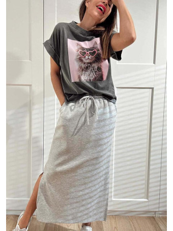 Falda Casual Soft Touch MASHUP Gris HEVE