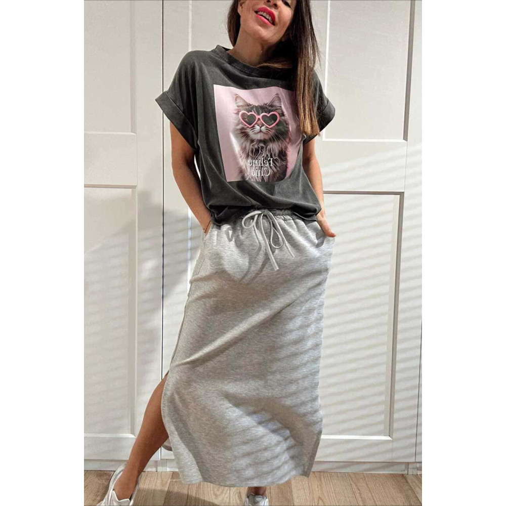 Falda Casual Soft Touch MASHUP Gris HEVE