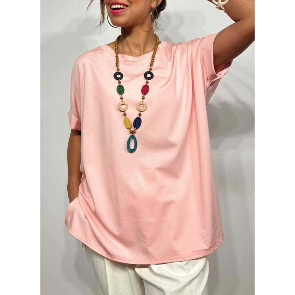 Camiseta Soft Touch con Collar WERGEL Rosa HEVE