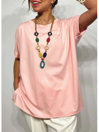 Camiseta Soft Touch con Collar WERGEL Rosa HEVE