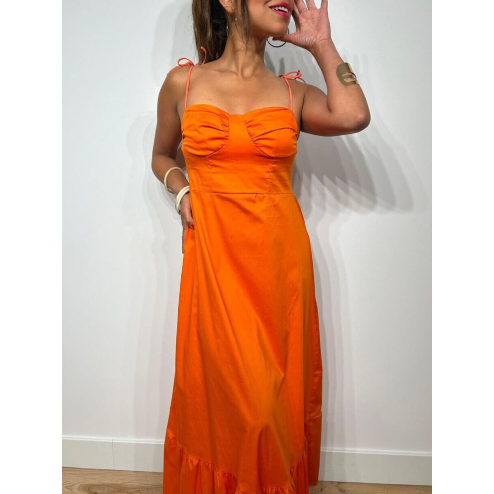 Vestido Largo Corsetero LOERA Naranja HEVE