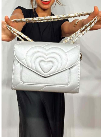 Bolso Corazón Cadena GLOVER Plata HEVE