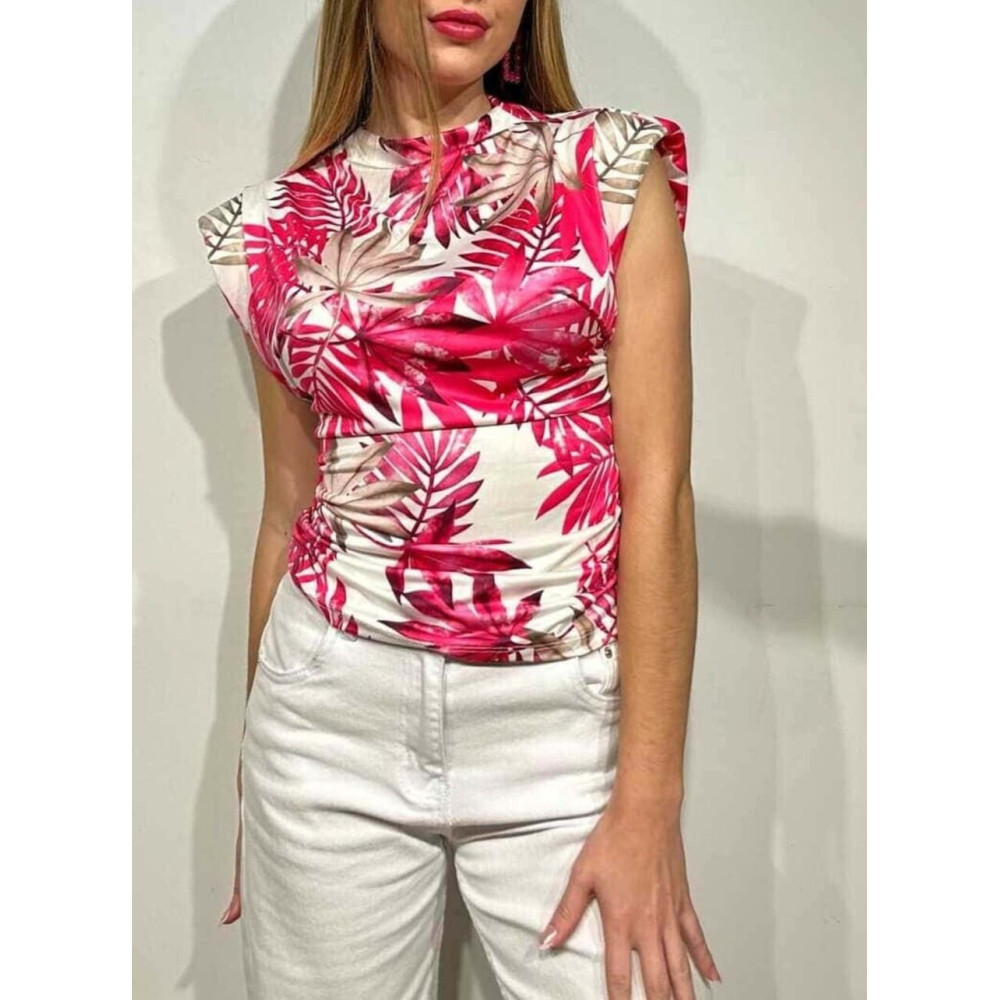 Cuerpo Drapeado Hojas BELLOKAI Fucsia HEVE