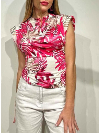 Cuerpo Drapeado Hojas BELLOKAI Fucsia HEVE