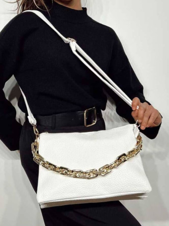 Bolso Abatanado Cadena CHESSAN Blanco HEVE