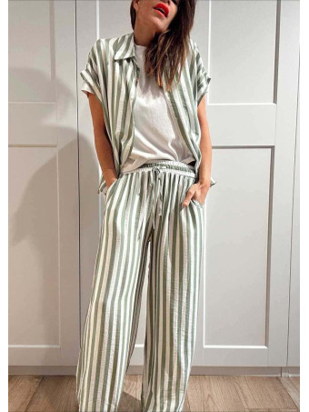 Conjunto Pijamero Rayas MARÉTH Verde HEVE