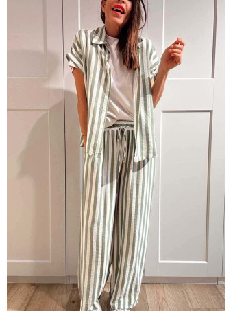 Conjunto Pijamero Rayas MARÉTH Verde HEVE