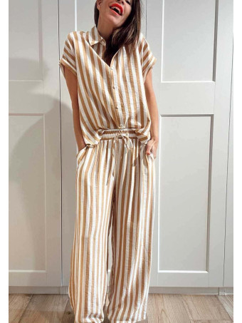 Conjunto Rayas MARÉTH Camel HEVE