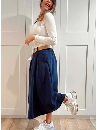 Falda Midi con Cinturón NAZLIE Marino HEVE