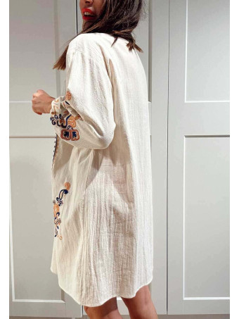 Vestido Rústico Bordado NANUKA Beige HEVE