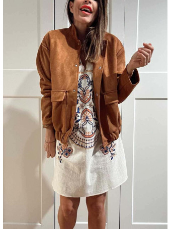 Vestido Rústico Bordado NANUKA Beige HEVE