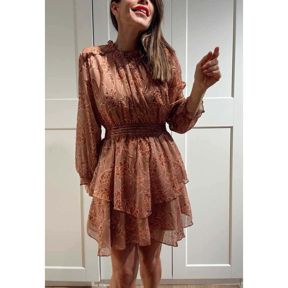 Vestido Vaporoso Estampado FABRIA Marrón HEVE
