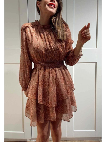 Vestido Vaporoso Estampado FABRIA Marrón HEVE