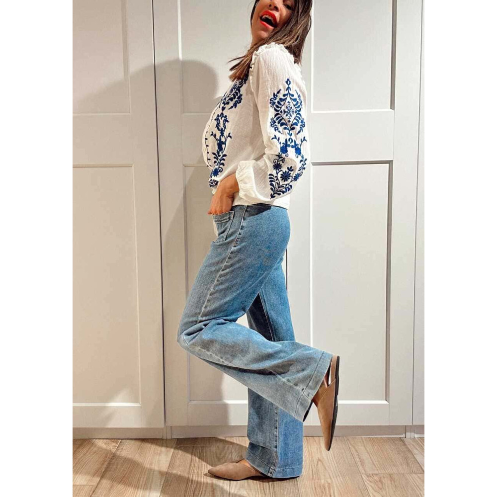 Jeans Wide Leg Bolsillos Plastrón ASHER HEVE