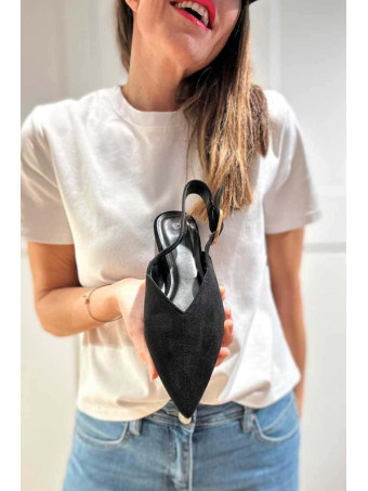 Zapato Destalonado Efecto Ante SIGRID Negro HEVE