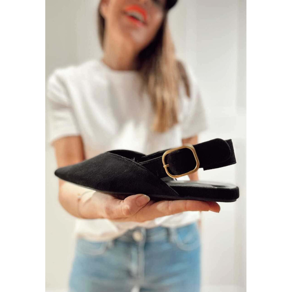 Zapato Destalonado Efecto Ante SIGRID Negro HEVE