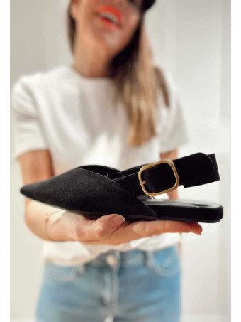 Zapato Destalonado Efecto Ante SIGRID Negro HEVE