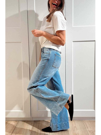 Jeans Wide Leg Maxi-Dobladillo BOMHEE HEVE