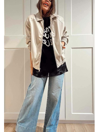 Camiseta Encaje Lettering AMOUR Negro HEVE