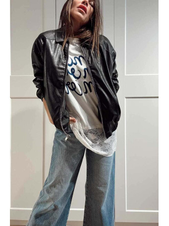 Camiseta Encaje Lettering AMOUR Blanco HEVE