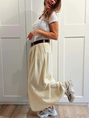 Falda Larga con Cinturón MIRENAI Amarillo Pastel HEVE