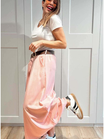 Falda Larga con Cinturón MIRENAI Rosa HEVE
