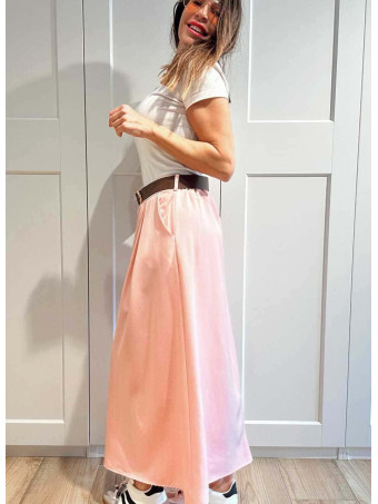 Falda Larga con Cinturón MIRENAI Rosa HEVE