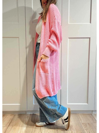 Cárdigan Extra-Long NOLEN Rosa Chicle HEVE