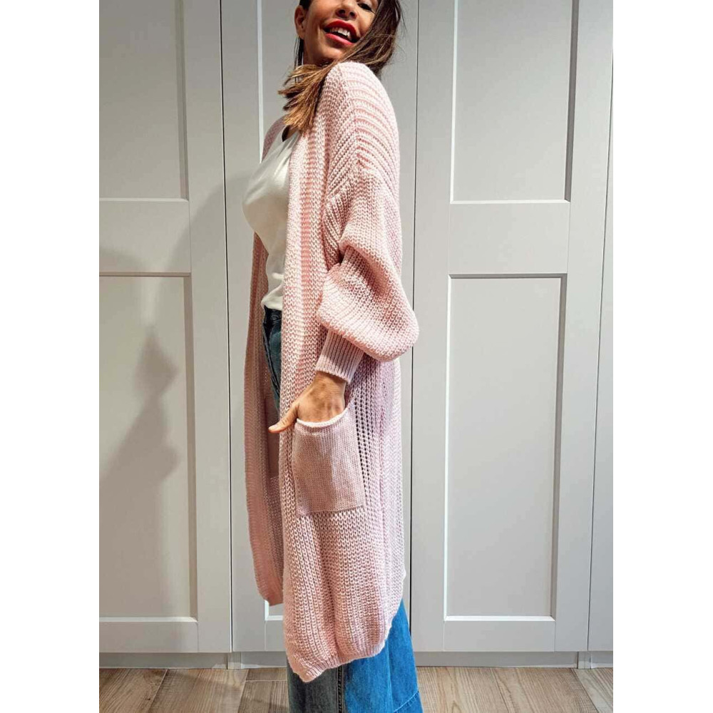 Cárdigan Extra-Long NOLEN Rosa Pastel HEVE