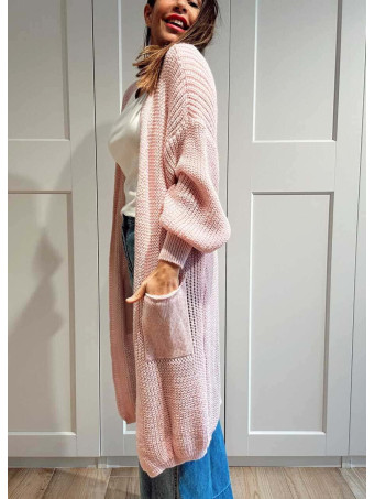 Cárdigan Extra-Long NOLEN Rosa Pastel HEVE