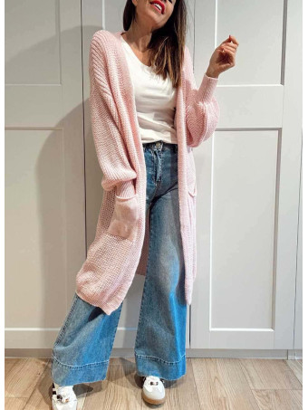 Cárdigan Extra-Long NOLEN Rosa Pastel HEVE