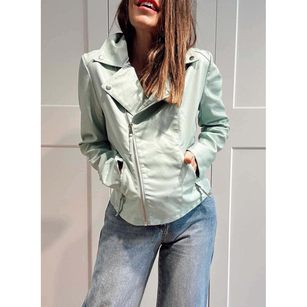 Cazadora Biker Efecto Piel THWART Aguamarina HEVE