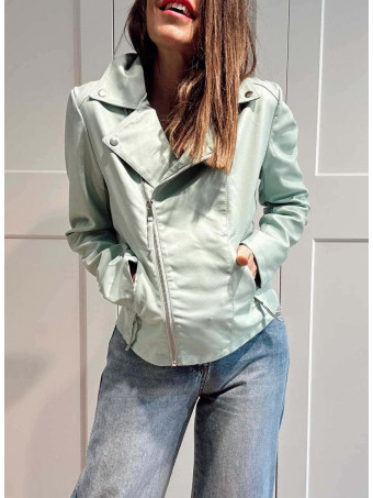 Cazadora Biker Efecto Piel THWART Aguamarina HEVE