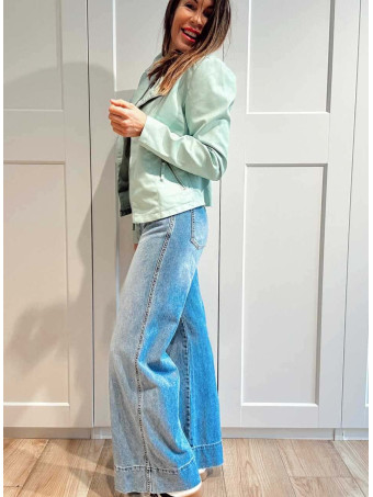 Cazadora Biker Efecto Piel THWART Aguamarina HEVE