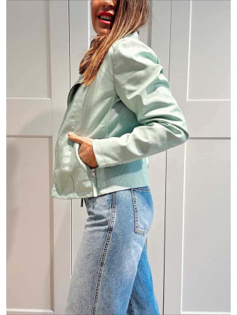 Cazadora Biker Efecto Piel THWART Aguamarina HEVE