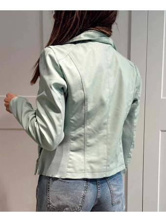 Cazadora Biker Efecto Piel THWART Aguamarina HEVE