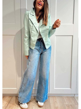 Cazadora Biker Efecto Piel...