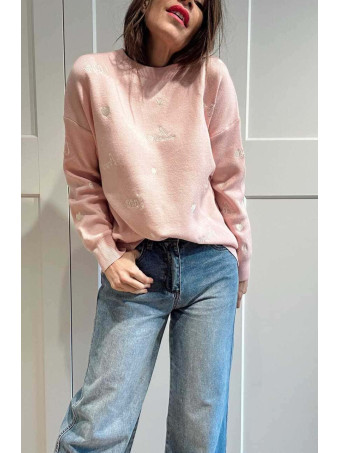 Punto con Bordados LOVE Rosa HEVE