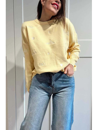 Punto con Bordados LOVE Amarillo HEVE