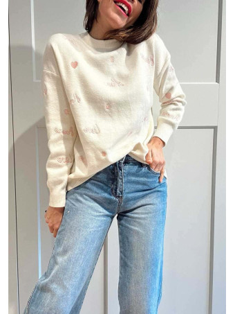Punto con Bordados LOVE Beige HEVE