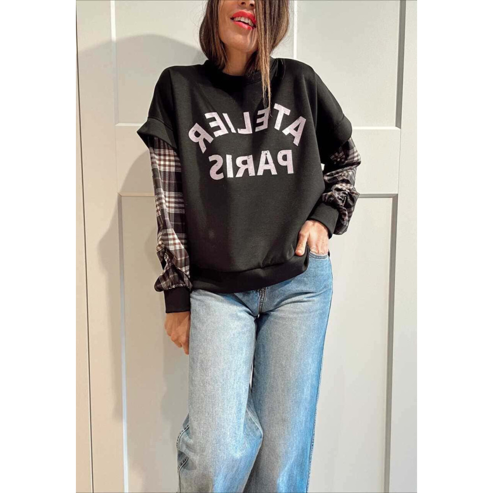 Sudadera Efecto Sobrepuesto ATELIER PARIS Negro HEVE