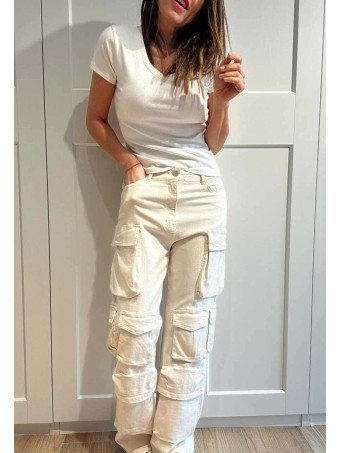 Pantalón Cargo Multi-Bolsillos GARRISON Beige HEVE