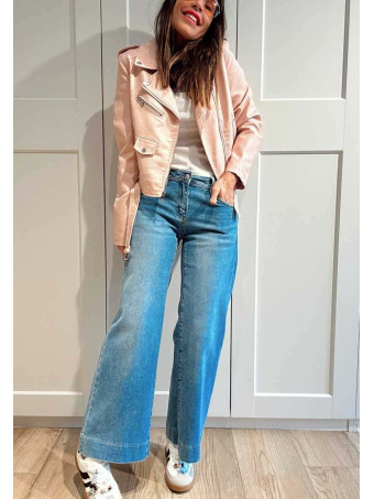 Cazadora Biker Efecto Piel HAZEM Rosa HEVE