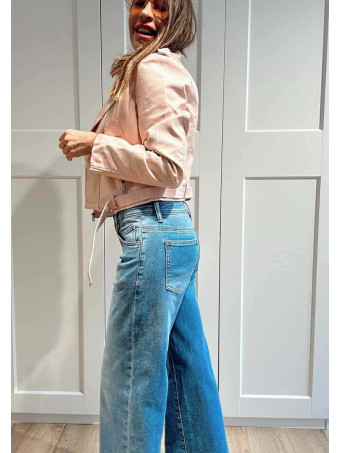 Cazadora Biker Efecto Piel HAZEM Rosa HEVE