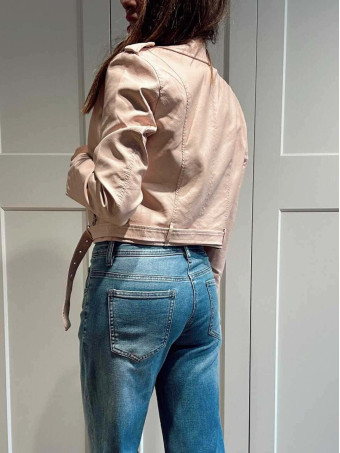 Cazadora Biker Efecto Piel HAZEM Rosa HEVE