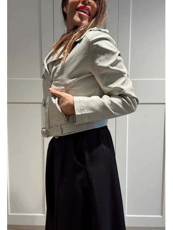 Cazadora Biker Efecto Piel HAZEM Gris HEVE