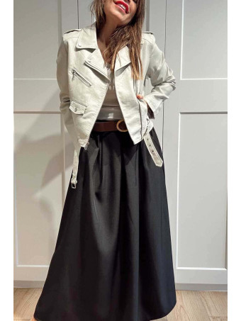 Cazadora Biker Efecto Piel HAZEM Gris HEVE