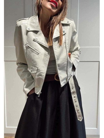 Cazadora Biker Efecto Piel HAZEM Gris HEVE