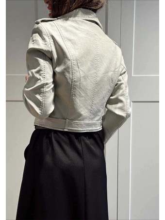 Cazadora Biker Efecto Piel HAZEM Gris HEVE