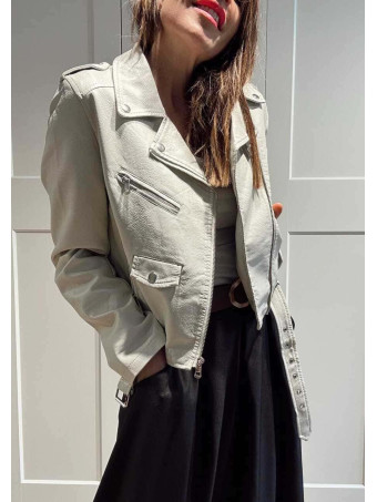 Cazadora Biker Efecto Piel HAZEM Gris HEVE